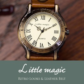 Little Magic Wristwatch For Women/Men, Genuine Leather Strap, Waterproof, Antique Style, Hypoallergenic