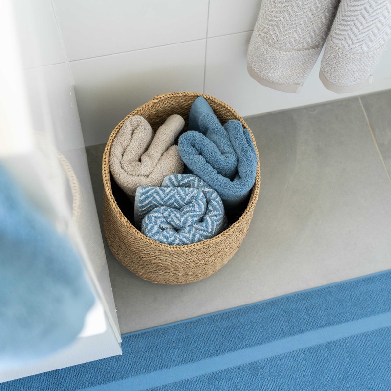 herzbach home Hand Towel 100% Cotton Patterned (Blue/White, Bath Towel