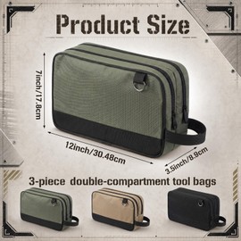 Shinylin 3 Pack 12 Inch Small Tool Bags, Dual Compartments Heavy Duty Zipper Tool Pouch with Carry Handle, Thickened Oxford Canvas Tools Organizer for Electrician, Mechanic, Home Storage