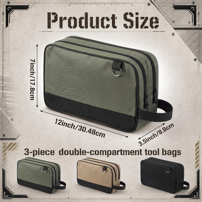 Shinylin 3 Pack 12 Inch Small Tool Bags, Dual Compartments