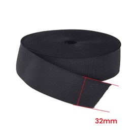 Trimming Shop 32mm (1.25 Inch) Wide Flat Elastic Band, Stretchable Waistband Tape Elastic Cord for Sewing Clothing, Garments, Dressmaking, DIY Craft Projects, Black, 5 Metres