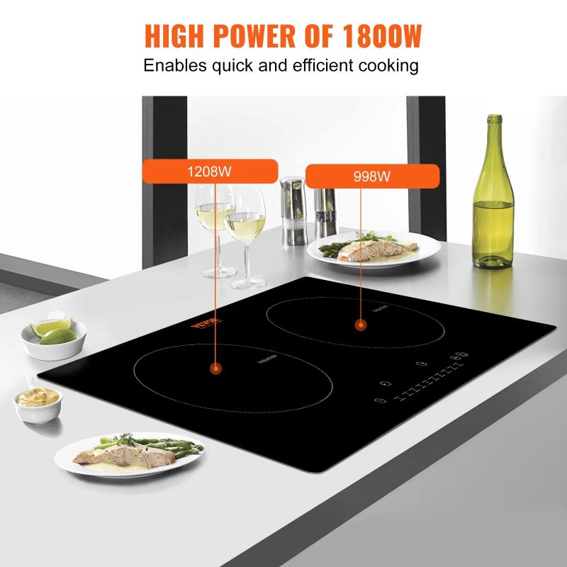 24'' Induction Cooktop 4 Burners 1800W Touch Screen Built-In Ceramic