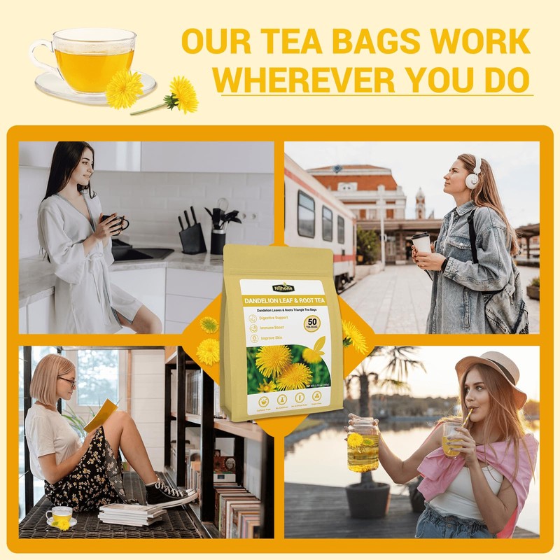 Dandelion Leaf & Root Herbal Tea-Caffeine-free herbal tea，No Sugar，50 Teabags