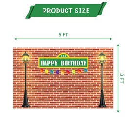 5x3ft Cartoon Street Happy Birthday Backdrop Cloth Red Brick Wall Background Decorations Cartoon Street Theme Birthday Party Wall Cloth Decorations Supplies