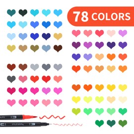 HYNEXLK 78 Colours Dual Tip Brush Pens Art Markers for Adults and Kids, Fineliners Felt Colouring Pens for Adult Colouring Books Calligraphy Drawing Sketching