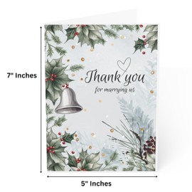J&J'S TOYSCAPE Thank You for Marrying Us Card, 7x5 Inch Card with Envelope, Winter Wedding Officiant Gratitude Card, Pastor Appreciation, Card from Newlywed Couple (Winter)