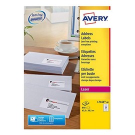 Avery 840 Address Labels for Laser Printer 40 Sheets with 21 Labels Each White