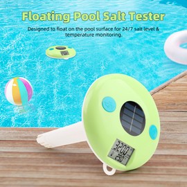 GISNPA Pool Salt Tester, Solar Powered Floating Digital Salinity and Temperature Monitor for Salt Water Pool, Swimming Pools, Hot Tubs, Spas, and Ponds