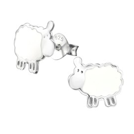White Sheep Stud Earrings - Sterling Silver