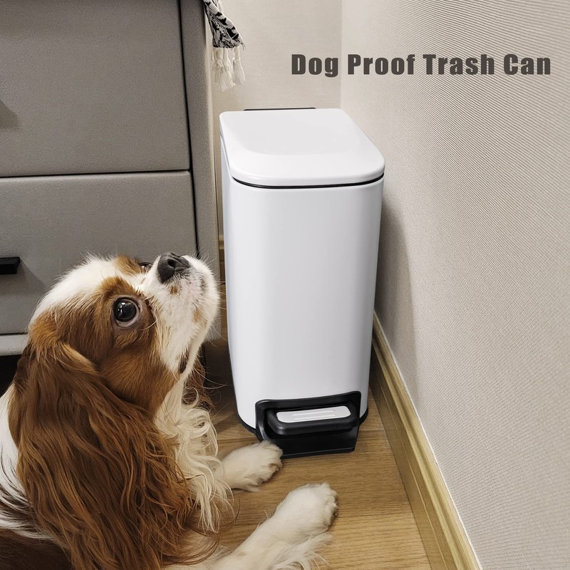 Cesun Small Bathroom Trash Can with Lid Soft Close, Step