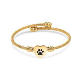 QGJNSGC Cremation Bracelet for Ashes Memorial Jewelry Stainless Steel Pet Paw Heart Shape Urn Pendant Bangle Loved Ones Funeral Ashes Holder Keepsake Gift