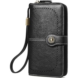 Cartera Mujer de Piel, Billetera con Bloqueo RFID de Gran Capacidad | Monedero Mujer Embrague Bolsillo con Cremallera, Dama Minimalista, Tarjetero Mod