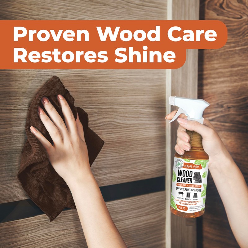 Mighty Mint Wood Cleaner and Conditioner, Non-Toxic, Spray Cleans and
