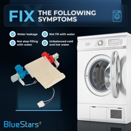 BlueStars Ultra Durable W11101906 W11210463 Washer Water Inlet Valve Replacement Part - Compatible with Whirlpool Amana Maytag Washer - Replaces W10701461 W10869803 W10883458 W11038696