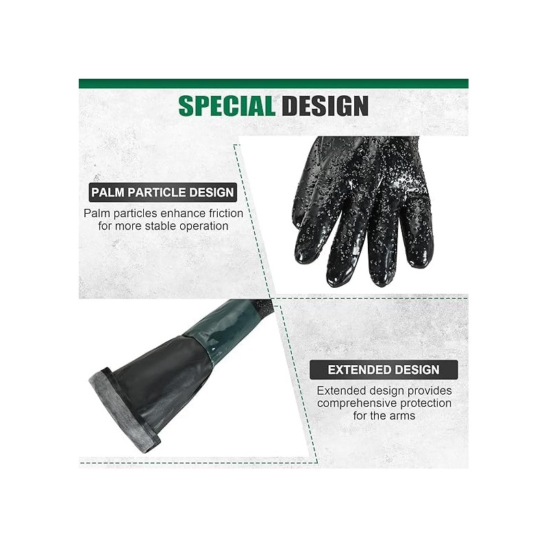 DASBET Rubber Sandblasting Gloves 23.6" Heavy Duty Sandblaster Gloves Kit