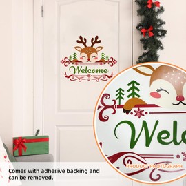 11.02 x 9.06 Inch Christmas Door Stickers Decor Removable Christmas Elk Door Decal for Winter Christmas Holiday Window Door Refrigerator Home Bedroom Festival Party Decorations