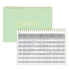 HAUTOCO Check Registers for Personal Checkbook, Transaction Expense Ledger Log Book for Small Business, Checking Account Register Book to Track Payments, Deposits, Finances, 8.4 x 6.2'', Green