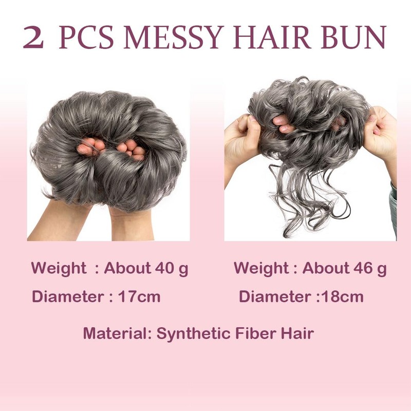 2PCS Messy Bun Hair Piece Tousled Updo Elastic Hair Bun