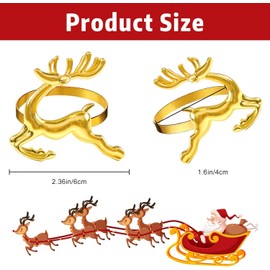 Pack of 12 Christmas Reindeer Napkin Rings, Deer Napkin Holder, Reindeer, Metal Napkin Ring, Napkin Buckles, for Christmas, Lunch, Thanksgiving Party, Holiday, Wedding, Table Decoration