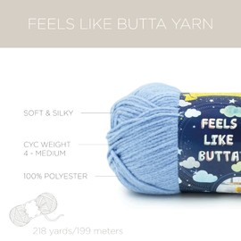 Lion Brand Yarn Feels Like Butta Soft Yarn for Crocheting and Knitting, Velvety, 3-Pack, Dusty Blue