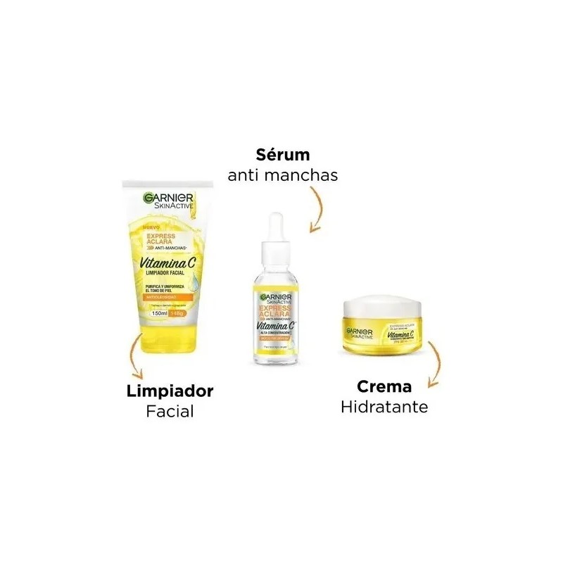 Kit Garnier Express Aclara Serum +crema +gel Con Vitamina C