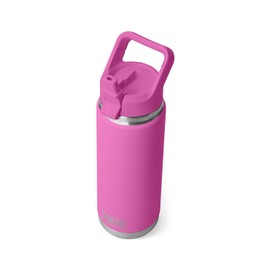 YETI Rambler 26 oz Bottle, Vacuum Insulated, Stainless Steel with Color Matching Straw Cap, Wildflower Fuchsia