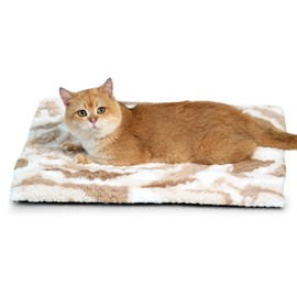 Petace Self-heating Cat Bed 60 x 45 cm, Pet Self-warming Bed, Electric-Free Heated Cat Mat, Warm Dog Blanket Pad Machine Washable, Brown