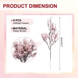 PATIKIL Artificial Flowers, 9pcs European Fake Flowers DIY Bouquet Fake Floral for Home Garden Kitchen Decor Wedding Party Decoration Light Pink