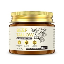 Sarga de ternera y bálsamo de miel – Sarga de res para piel con hierba alimentada con hierba batida y miel cruda orgánica, hidratante facial y corporal para piel áspera seca y agrietada, uso diario bálsamo nutritivo para cuidado nutritivo (2 onzas)