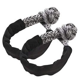 Synthetic Soft Shackle - 7/16 Inch X 22 Inch 35,000lbs Breaking Strength, UHMWPE Rope Shackle with Protective Sleeves for Sailing SUV ATV 4x4 Truck Jeep Recovery Towing, Gray (2-Pack)