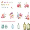 PACIOCEAN 2 Sheets Window Spring Summer Flowers Window Stickers,Potted Plants