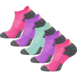 More Mile Challenger 5 Pack Womens Running Socks Cushioned Sports Anklet