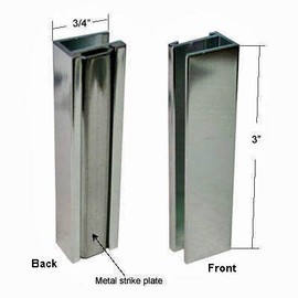 Brushed Nickel Shower Door U-Channel with Metal Strike Plate