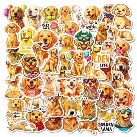 Golden Retriever Stickers 50 Pieces Cute Dog Stickers Puppy Decals Waterproof Vinyl Gifts for Laptop, Water Bottle,Phone, Luggage, Teens Adults Boys Girls Birthday Party Supplies Decoration