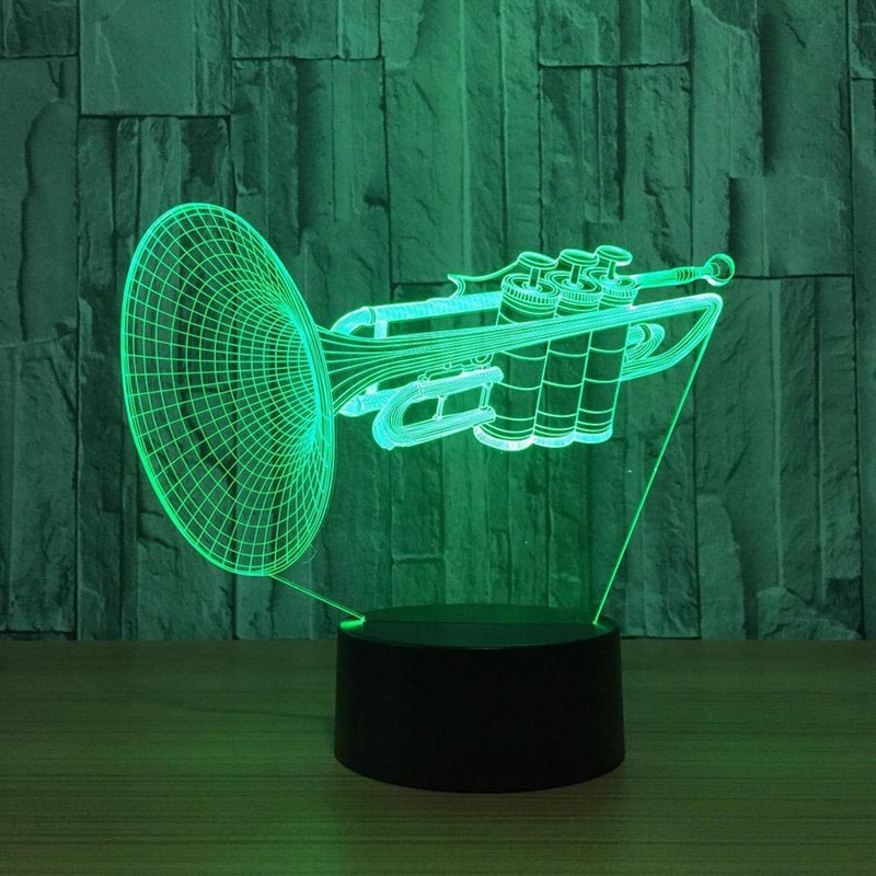 3D Night Light Lamps Trumpet LED Desk Table Lamp Musical