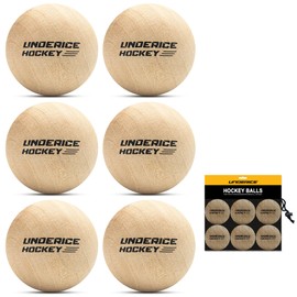 UICE Wooden Hockey Balls-6-Pack Street Hockey Balls 2-Inch Diameter Training Balls for Hockey Practice & Outdoor/Indoor Games
