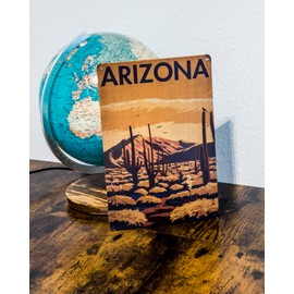 Historical Retro Vintage Tin Sign with Souvenir Travel Motif, Holiday, Adventure, Holiday Decorative Sign, 30 x 20 cm (Arizona, USA)