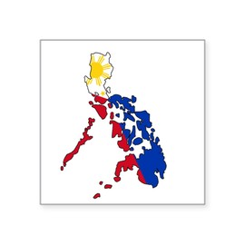 CafePress Philippine Flag and Map Decal Sticker Square Bumper Sticker Car Decal
