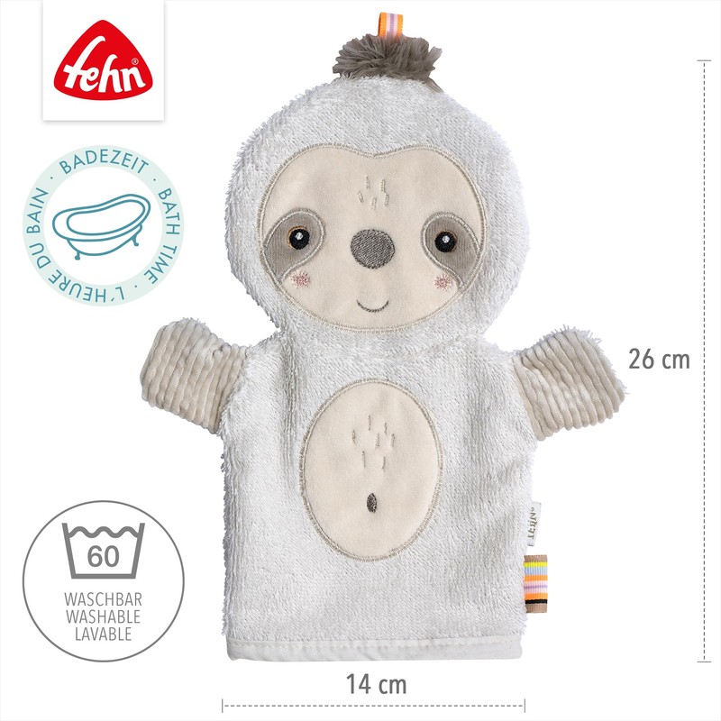 Fehn Sloth Wash Mitt - Face Cloth with Animal Motif