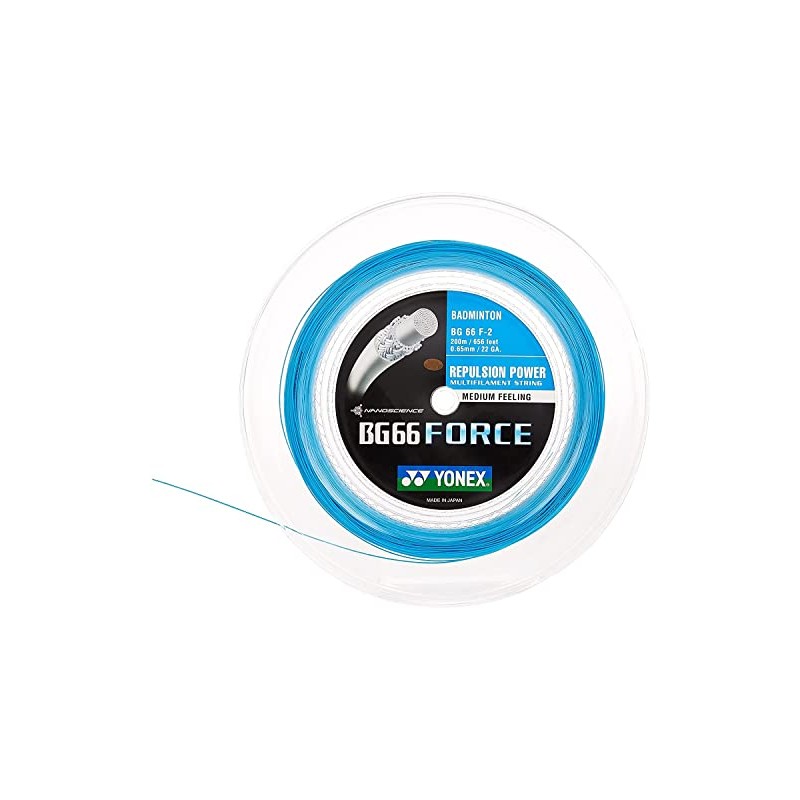 YONEX BG66 Force Badminton String - 200m Reel(Color Option) (Cyan)