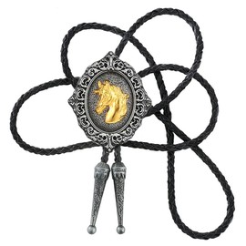 Jeilwiy Vintage Bolo Tie for Men Native American Golden Horse Bolo Ties Western Cowboy Bolo Tie for Women