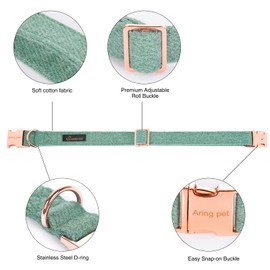 ARING PET Dog Collar with Leash-Cotton Cute Dog Collar and Leash Set, Adjustable Dog Collars Pet Collars with Metal Buckle