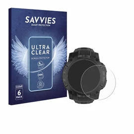 Savvies Pack of 6 Screen Protectors for Garmin Instinct 3 Solar Tactical Edition (50 mm) Screen Protector Film Ultra Transparent