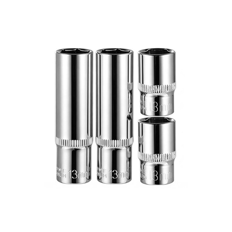 4-Piece 13mm Socket Set, 3/8-Inch Drive, 6-Point, Deep & Shallow