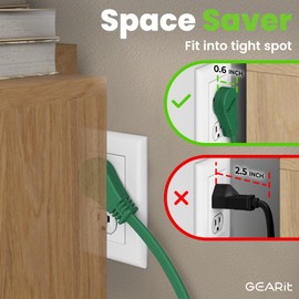 GEARit 360 Rotating Flat Plug Extension Cord with 3 Outlets (50ft, Green) 16AWG/13A 3 Prong Wire, Outlet Saver for Home Office Dorm Room Essentials, ETL Certified