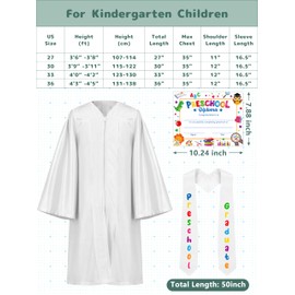 QZYL Preschool Graduation Cap and Gown Set, Unisex Kindergarten Graduation Outfit with Stole 2025 Tassel and Certificate