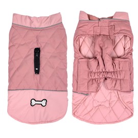 Geyecete dog coats waterproof with harness hole - Windproof Snowsuit puppy coats for small dogs Dog Clothes Outfit Vest Pets-Pink-S