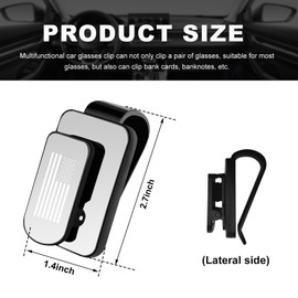 Yourkar Sunglass Holder for Car Visor, Metal Classic US Flag Vehicle Eyeglasses Hanger Mount, Multifunctional US Flag Ticket Card Clip, Interior Car Accessories (Black & Silver)