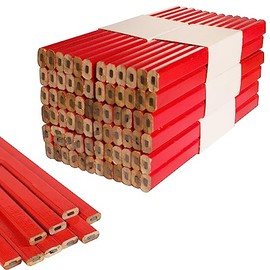 Lezevn Flat Carpenter Pencils Medium Hard Graphite Lead Pencils Octagonal Shape Pencil Solid Black Lead Carpenter Pencil for Woodworking (60)