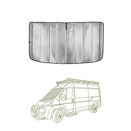 VanEssential Insulated Reflective Blackout Front Windshield Cover Designed for RAM Promaster Van Years 2014 to Current Model - Charcoal Gray Reflective